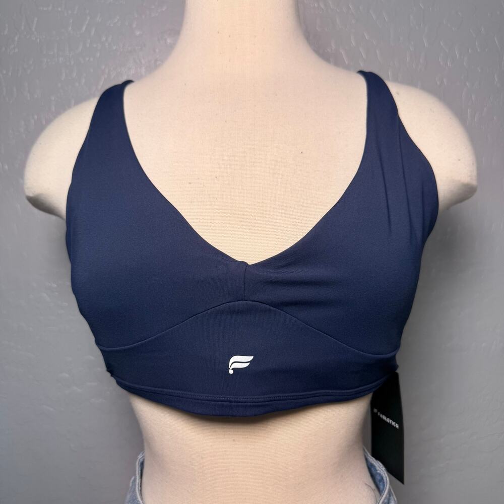 Fabletics PureLuxe Longline Low Impact Sports Bra Deep Navy Blue Medium M Yoga⁠